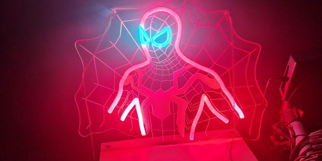 Spider-man neon night light, Furniture & Home Living, Lighting & Fans,  Lighting on Carousell