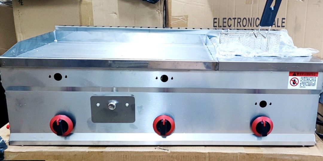 Stainless Steel Dapur Gas 2In1 Combo Grill And Deep Fryer (Kuching