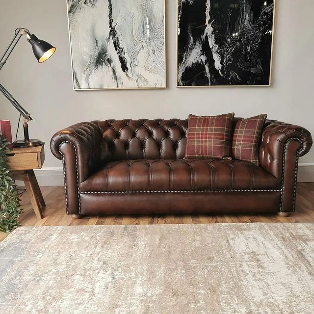 Stanhope 3 seater Antique Tan imported from UK, Furniture & Home Living