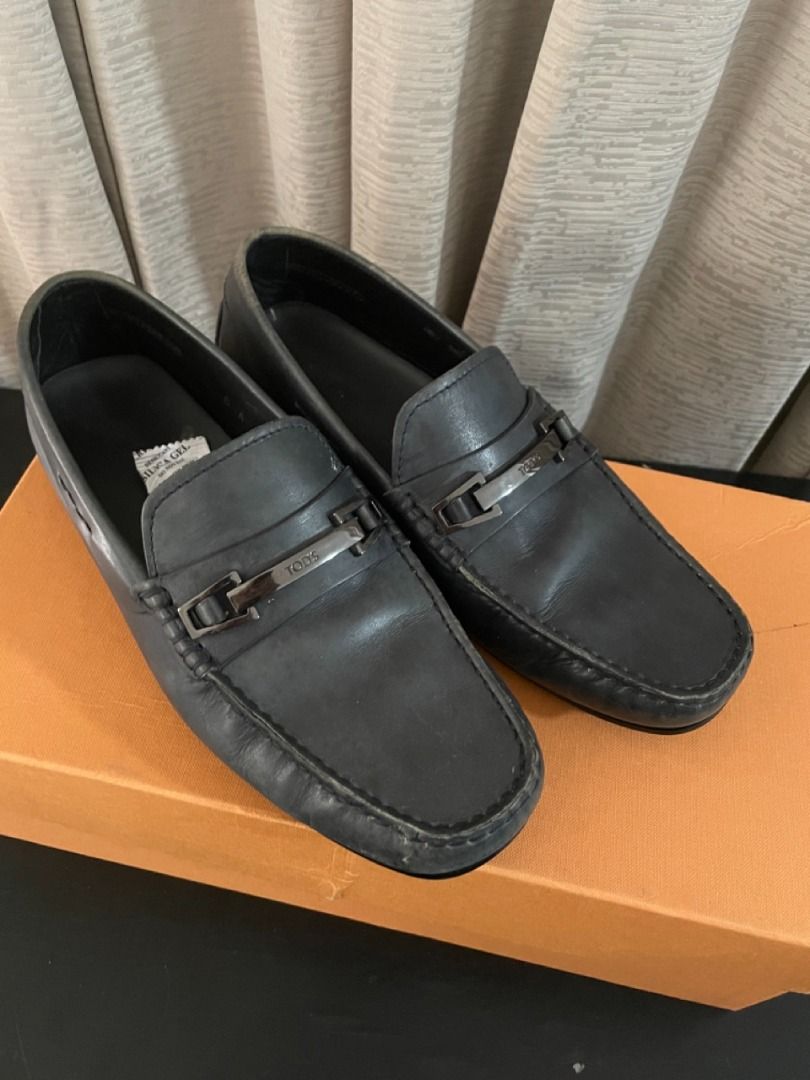 All black leather shop slip on shoes