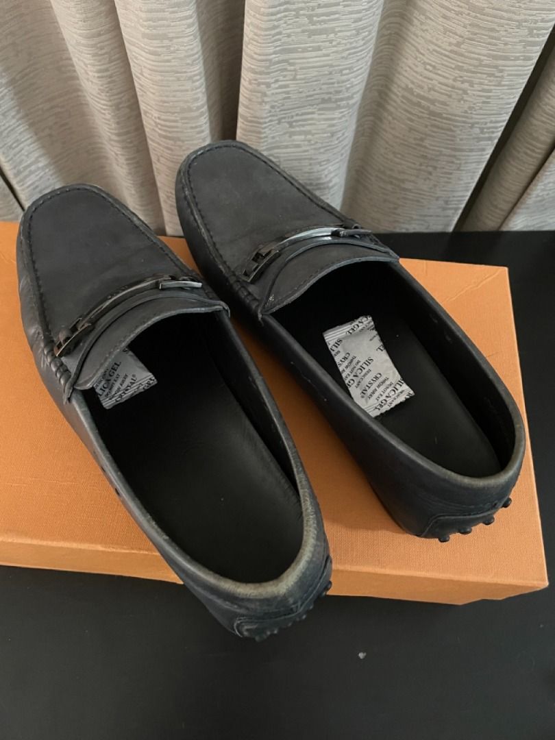 Mens black leather slip on store