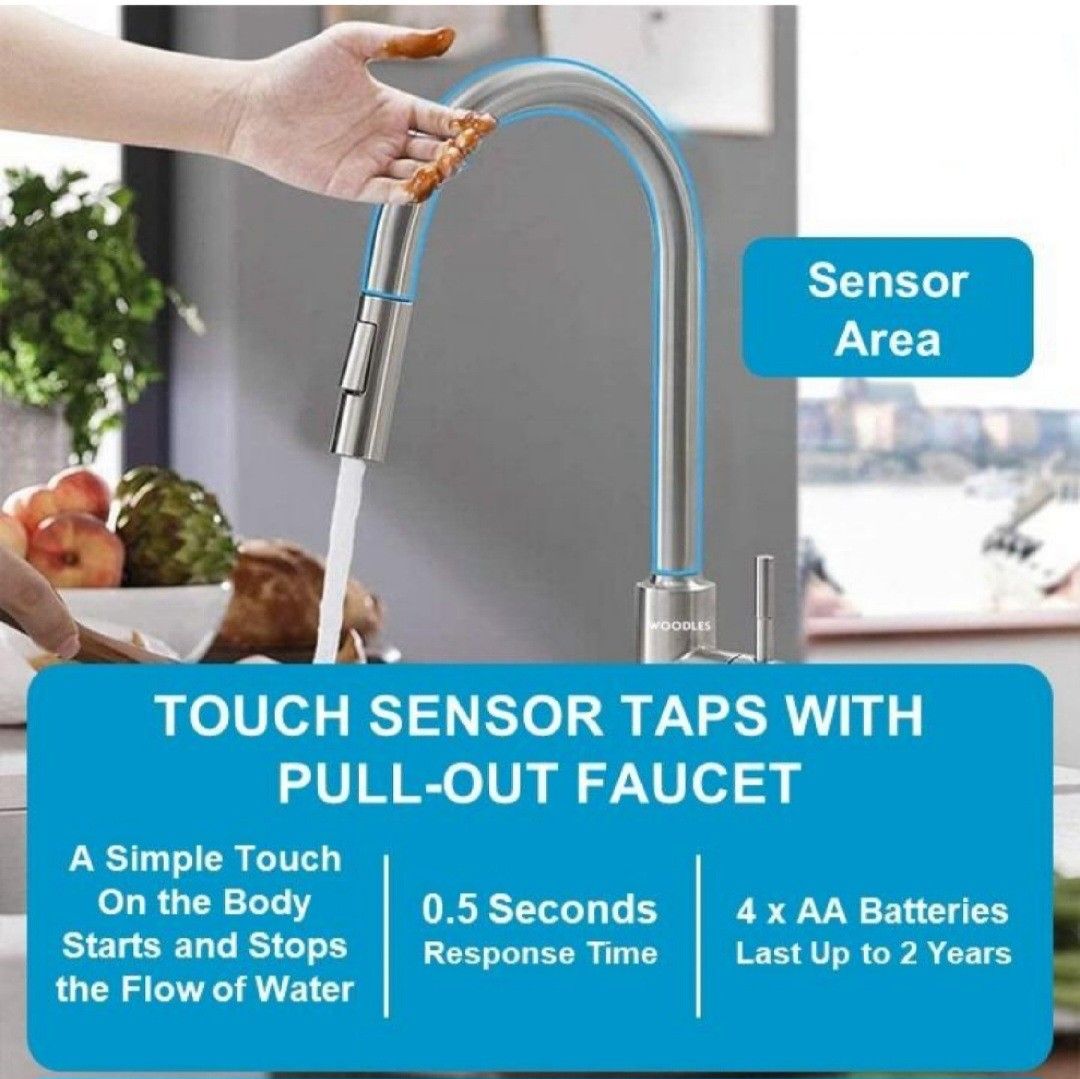 Touch Sensor Pull Out Tap Kitchen Faucet, Furniture & Home Living