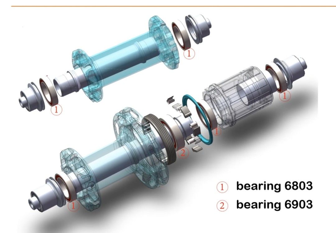 Winspace Hyper hubs bearings set (5x 6803 ceramic bearing + 1x 6903