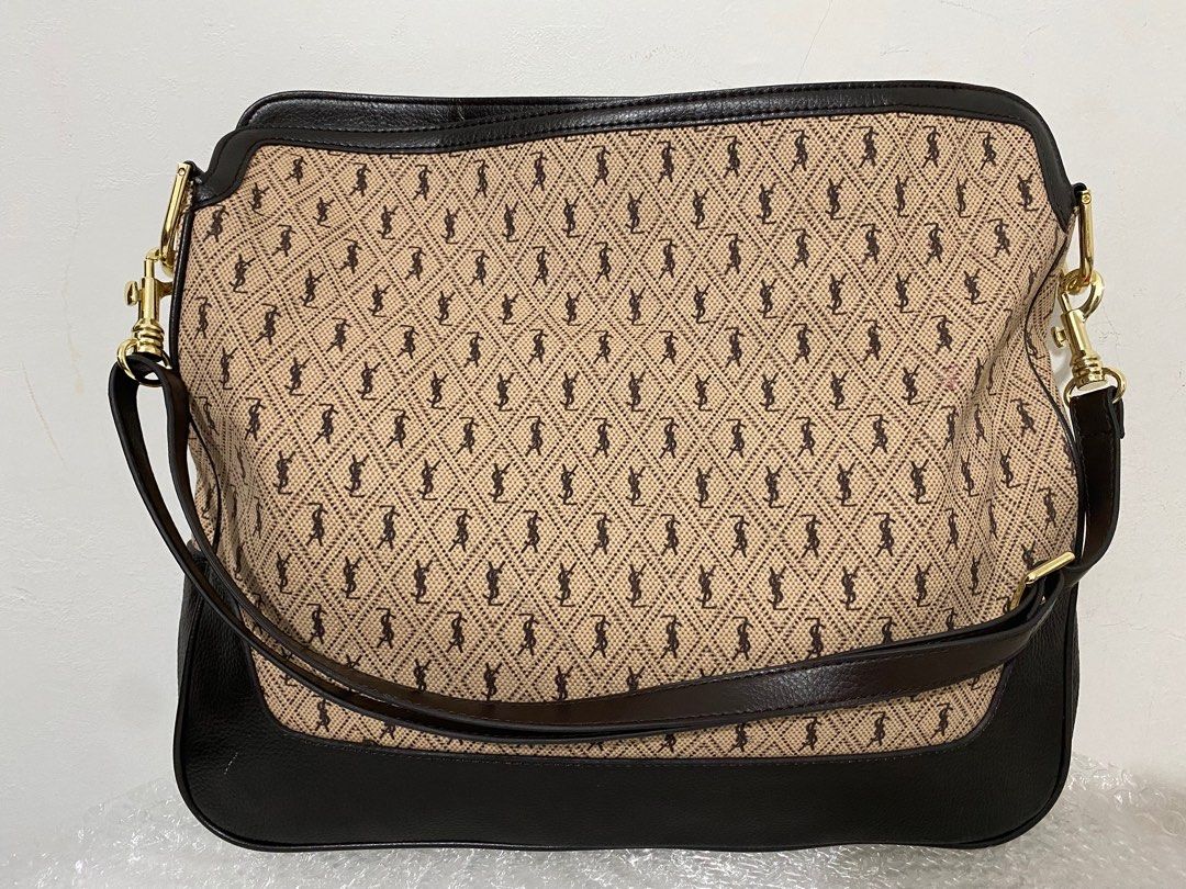 Saint laurent all over monogram canvas satchel, Luxury, Bags & Wallets on  Carousell