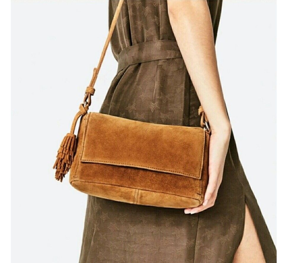Zara brown suede bag clearance