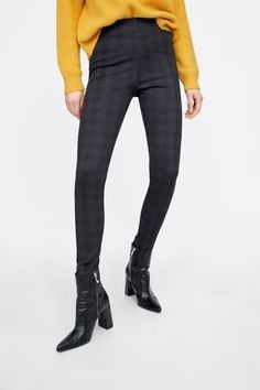 ZARA Checked Leggings Size M, Fesyen Wanita, Pakaian Wanita
