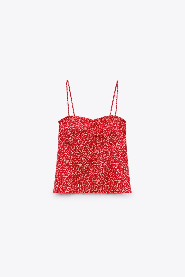 Zara Floral Print Corset Crop Top XS, Women's Fashion, Tops, Sleeveless