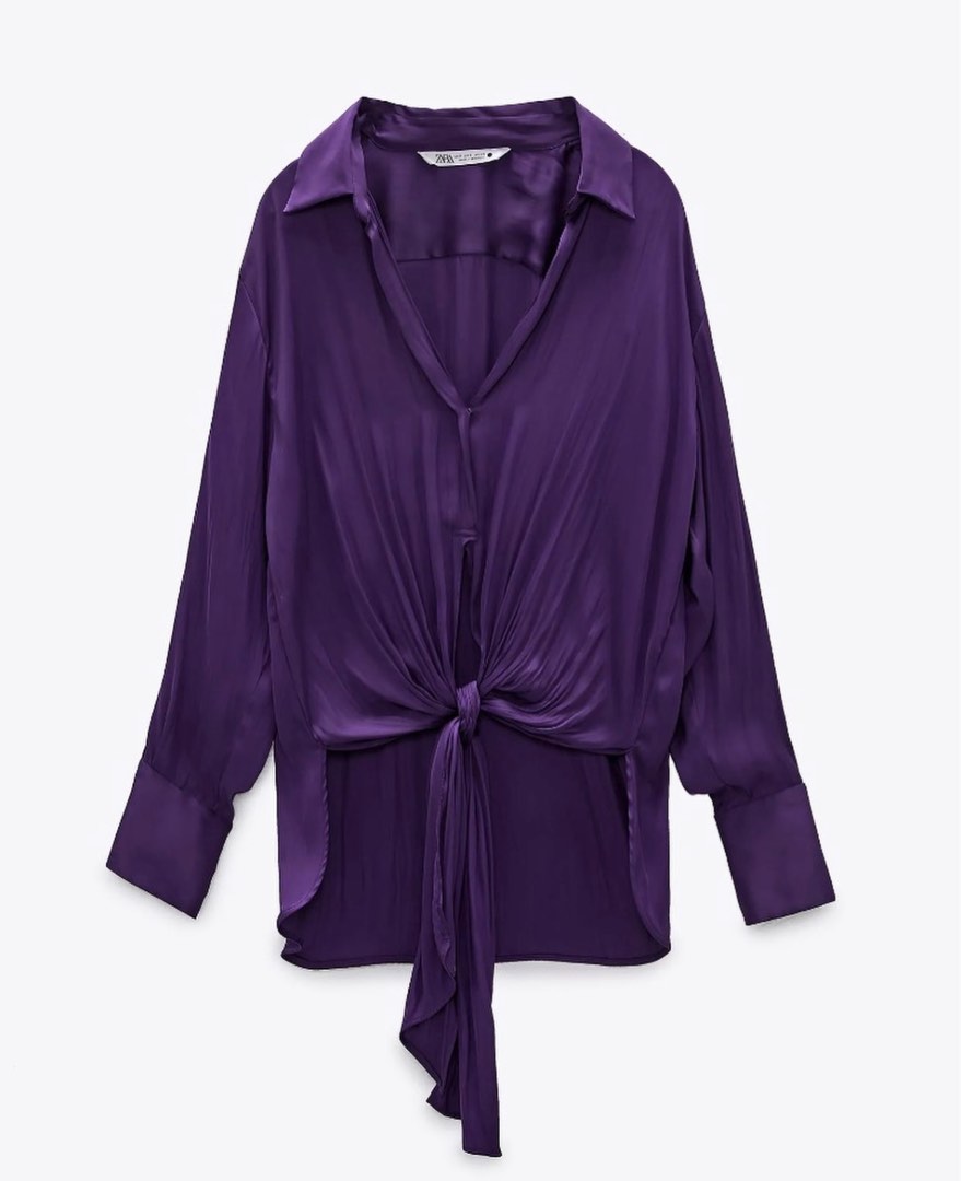 ZARA KNOTTED SATIN EFFECT BLOUSE, Women's Fashion, Tops, Blouses on  Carousell