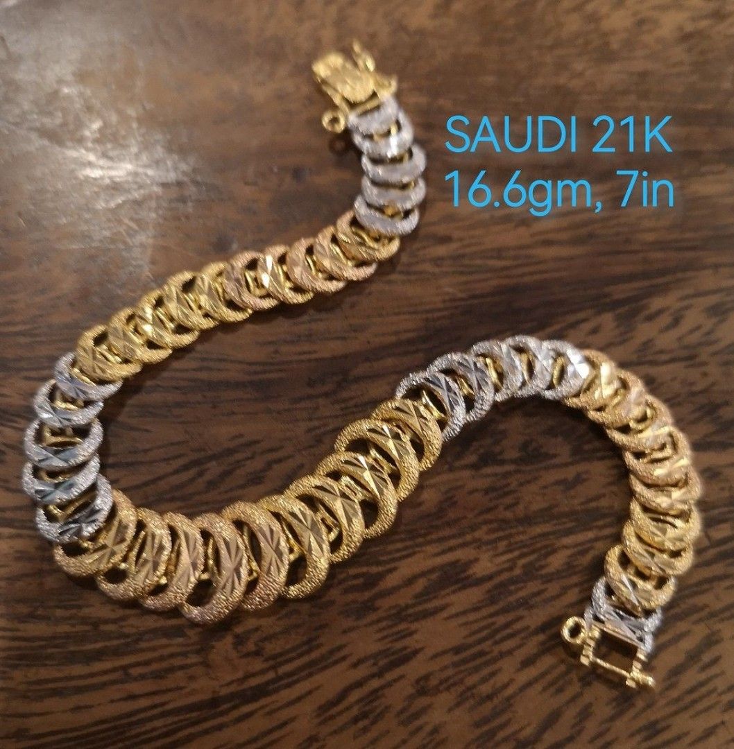 21k saudi gold mens bracelet Clearance