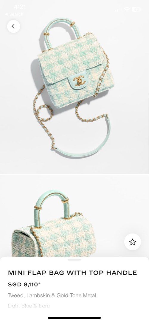23S Tiffany blue tweed flap bag, Luxury, Bags & Wallets on Carousell