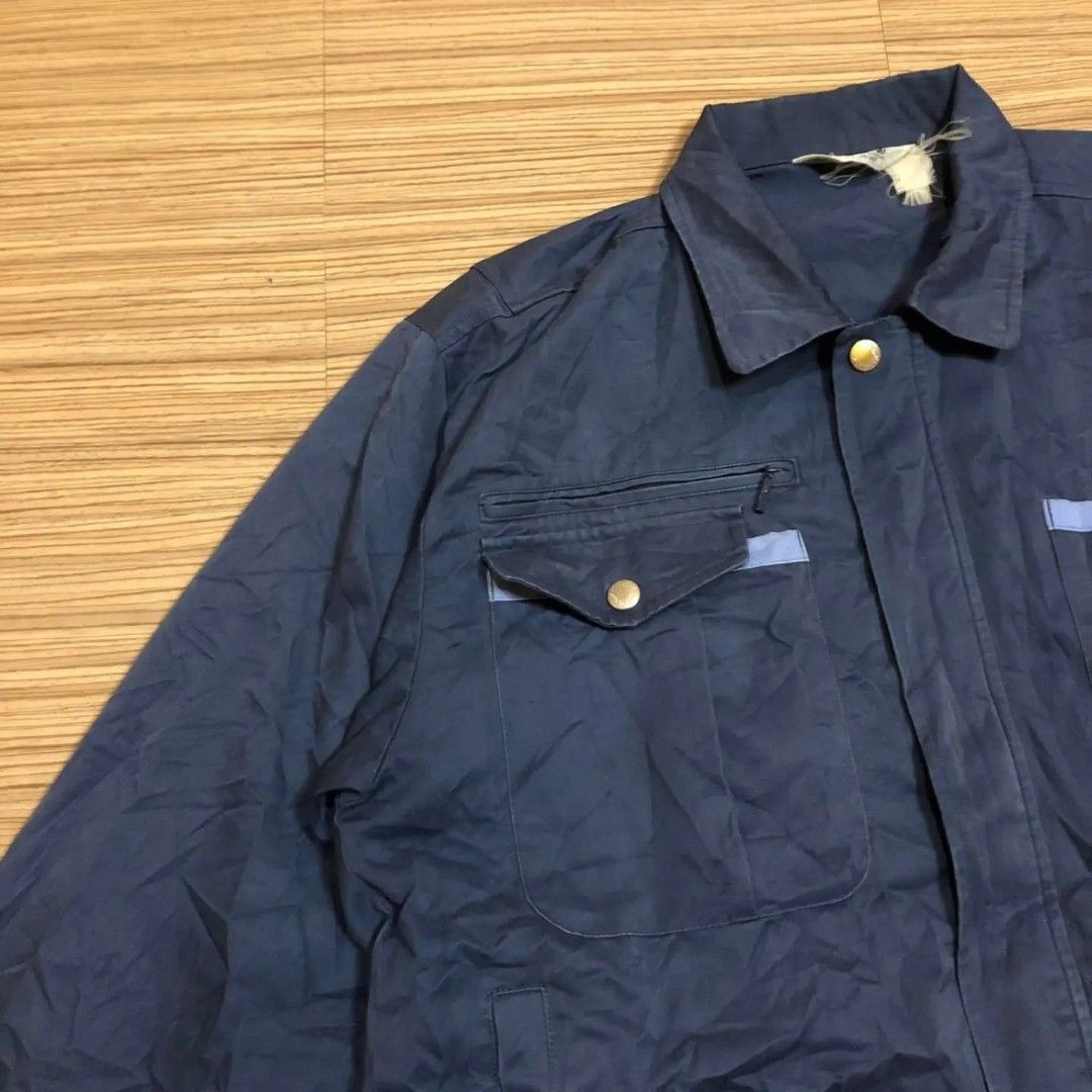 90s Japan Uniform WorkWear Boxy Bomber Jacket on Carousell