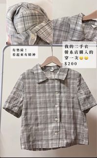 韓系短板格子襯衫