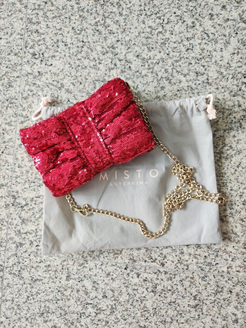 Red sequin clutch top