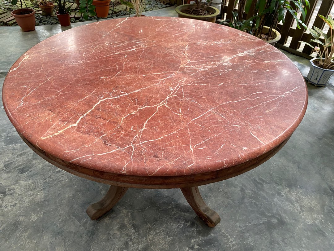 Rare antique rose marble top table, Furniture & Home Living, Furniture
