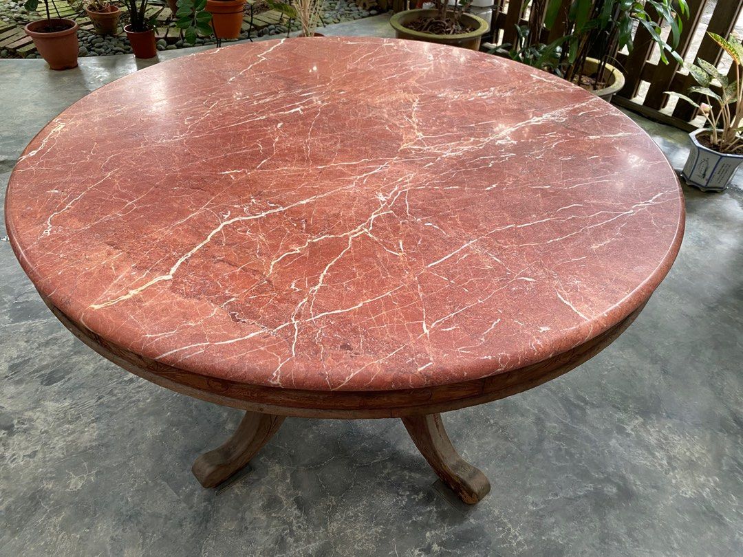 Rare antique rose marble top table, Furniture & Home Living, Furniture