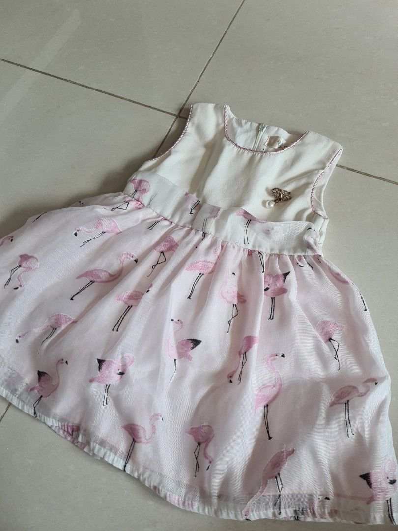 Pink flamingo fluffy baby girl dress Babies Kids Babies Kids