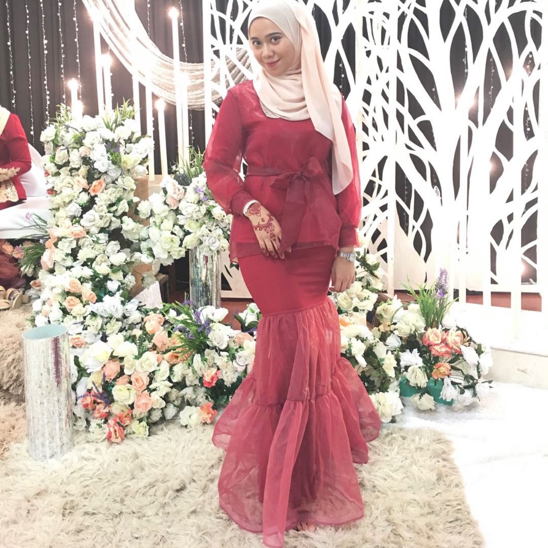 Baju kurung moden kain organza top