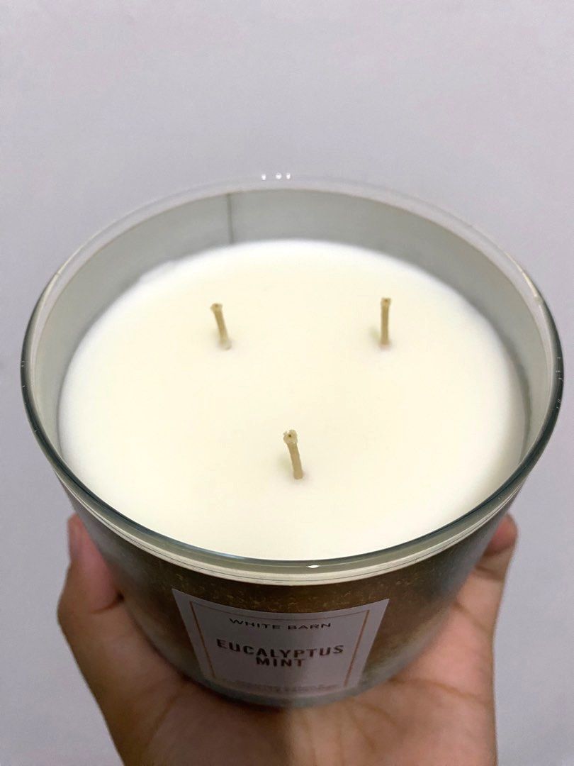 BBW White Barn Eucalyptus Mint 3Wick Candle, Furniture & Home Living