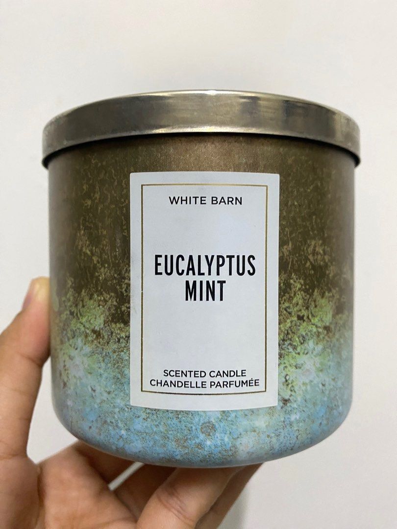 BBW White Barn Eucalyptus Mint 3Wick Candle, Furniture & Home Living