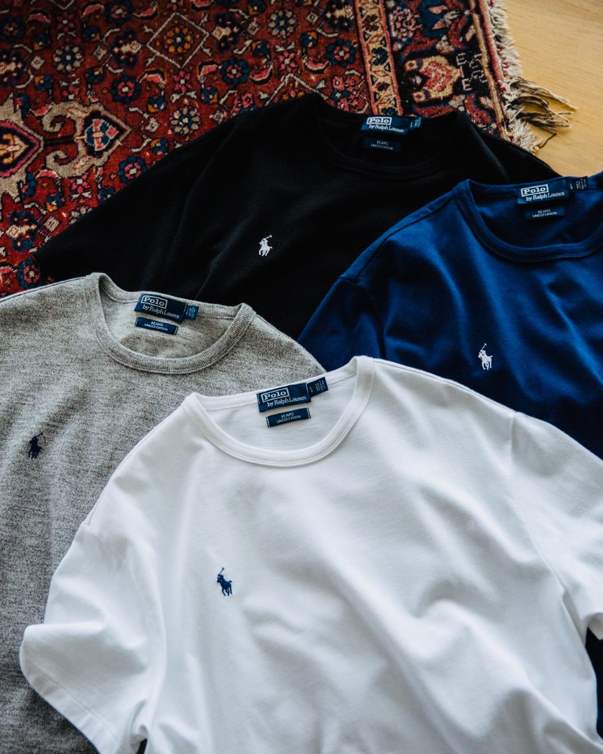Beams x POLO RALPH LAUREN T-Shirt 雪花灰size M, 男裝, 上身及