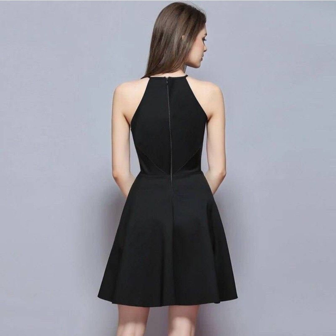 Black halter skater dress 2025