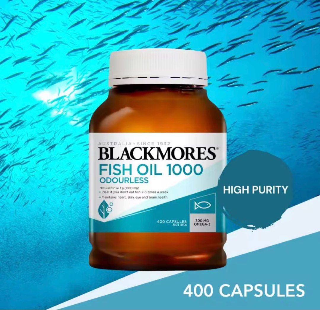 Blackmore Odorless Fish Oil 1000 mg 400 Capsules Contains DHA, EPA