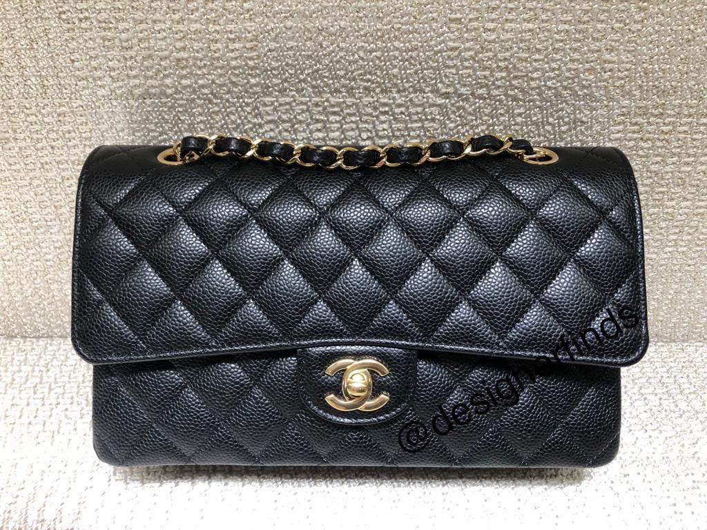 CHANEL Medium Flap Caviar Leather Shoulder Bag Black-US