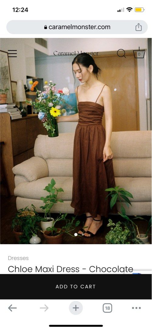 Caramel monster Chloe maxi dress in chocolate, Women's Fashion, Dresses & Sets, Dresses on Carousell