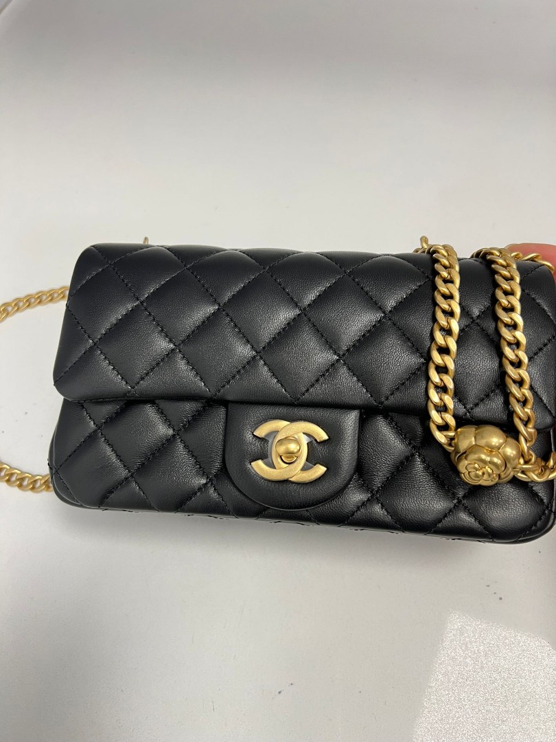 Chanel 23S Light Pink Rectangular Mini with Adjustable Camellia Chain