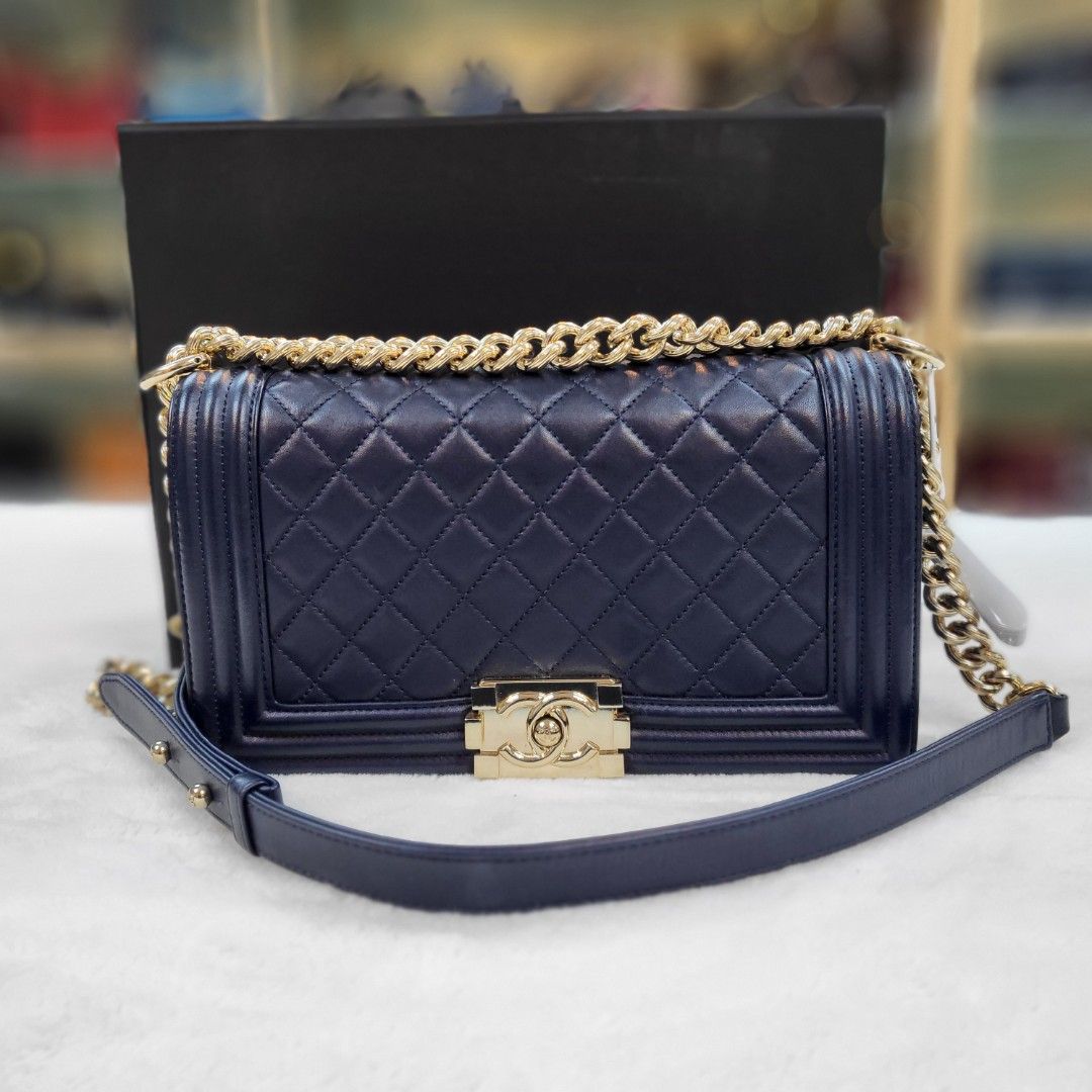 Chanel 19 Medium Navy Blue with Matching Organizer, Luxury, Bags & Wallets  on Carousell