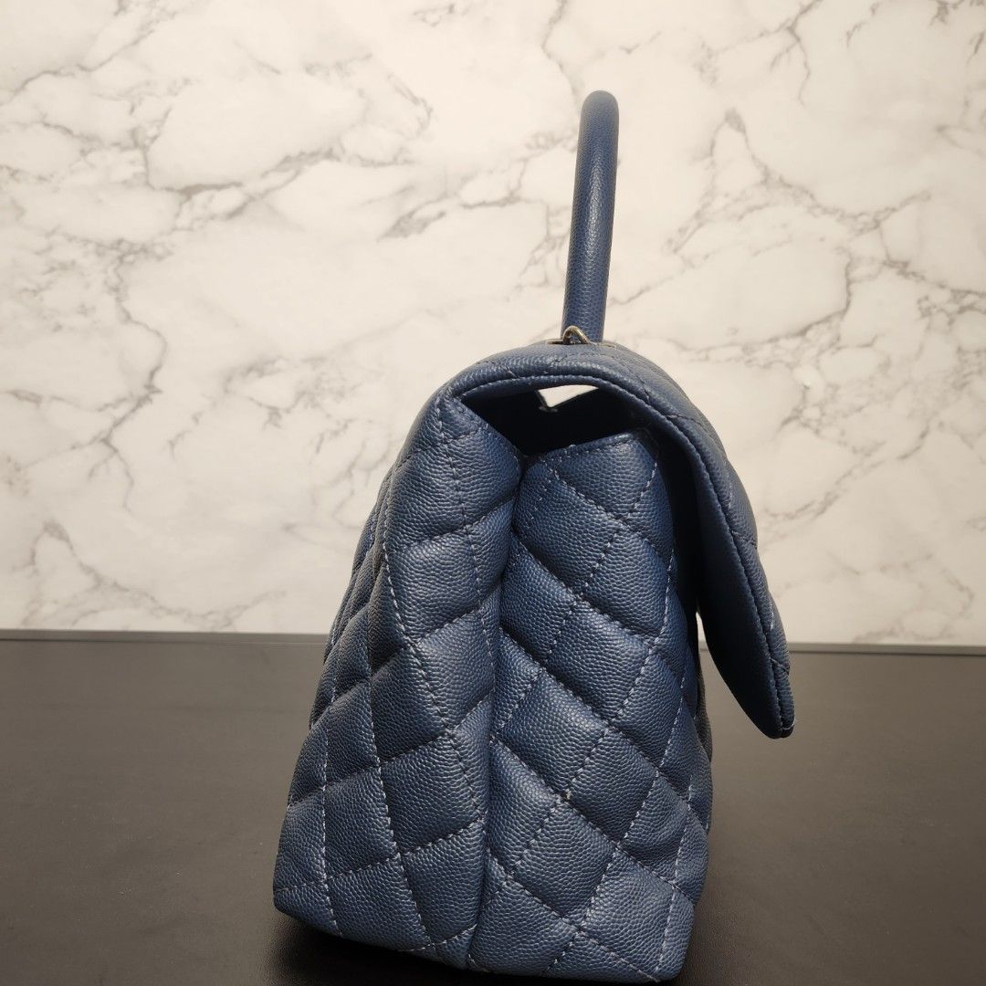 CHANEL Coco Handle Flap Bag Medium. Blue Caviar, Ruthenium Hardware,  Luxury, Bags & Wallets on Carousell