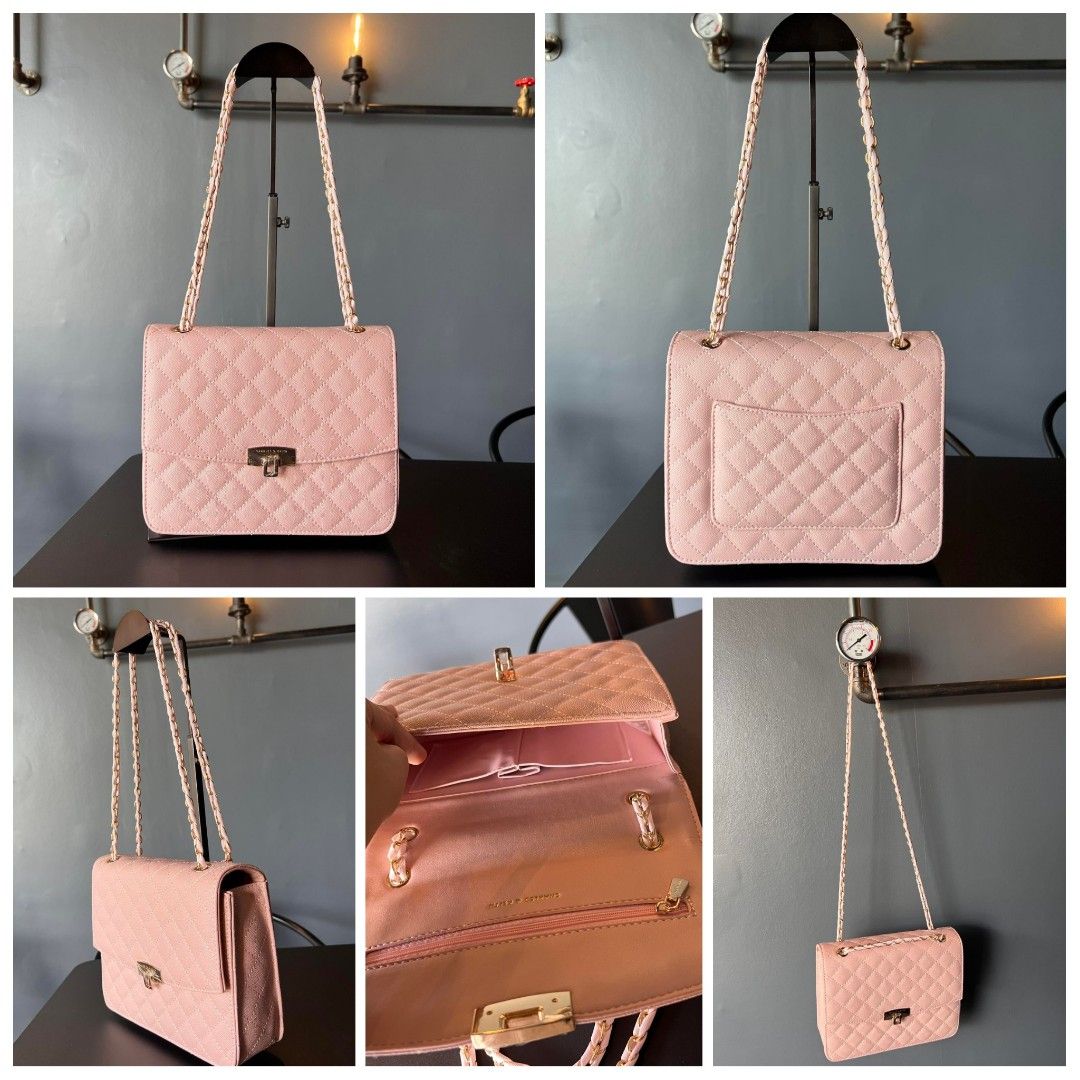 Charles and Keith Quilted Chain Strap, Women's Fashion, Bags & Wallets