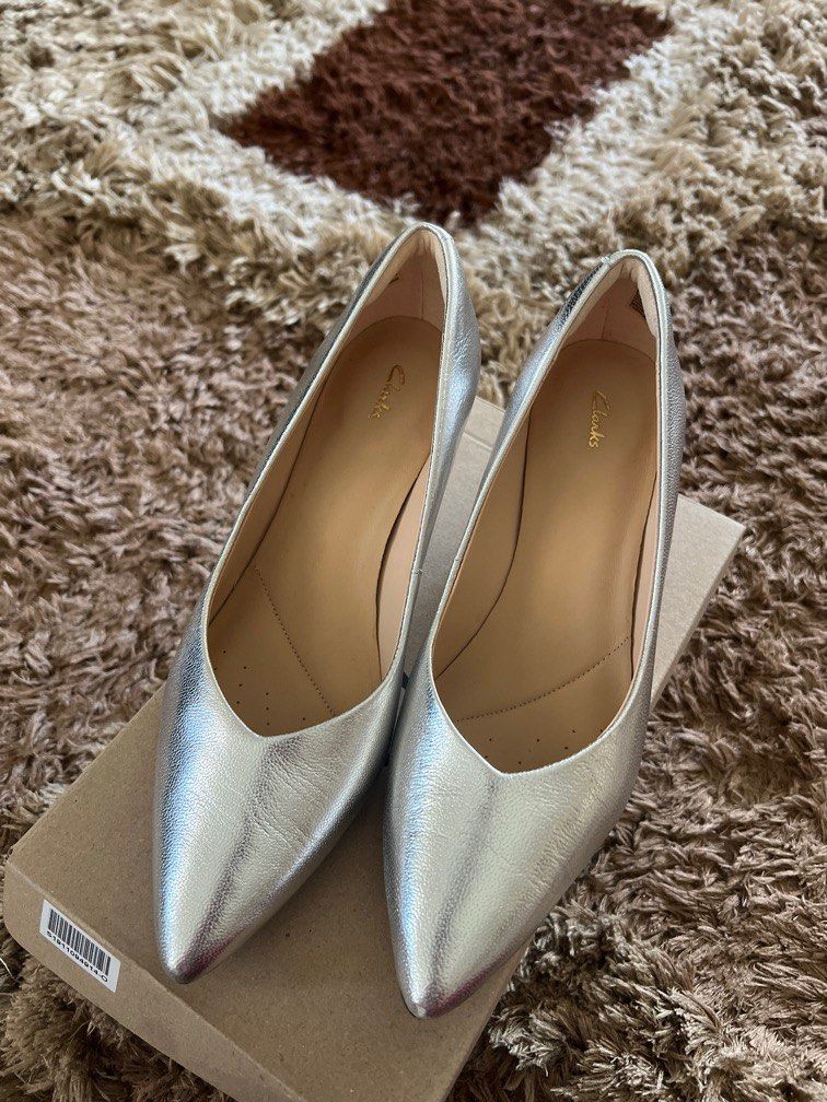 Clarks silver heels hot sale