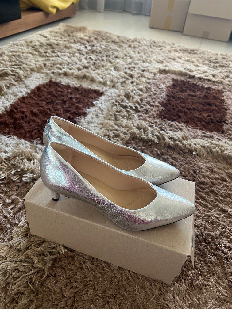 Clarks sale silver heels