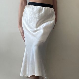Cream White Silk Maxi Skirt