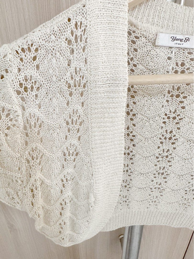 White sales crochet jacket
