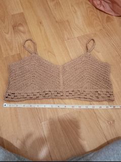 Crochet  Knitted Crop Top (light brown)