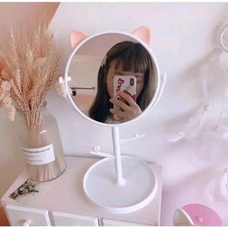 Cute Makeup Mirror Desktop Folding With Hook With Storage Rabbit Mirror Bear Mirror
