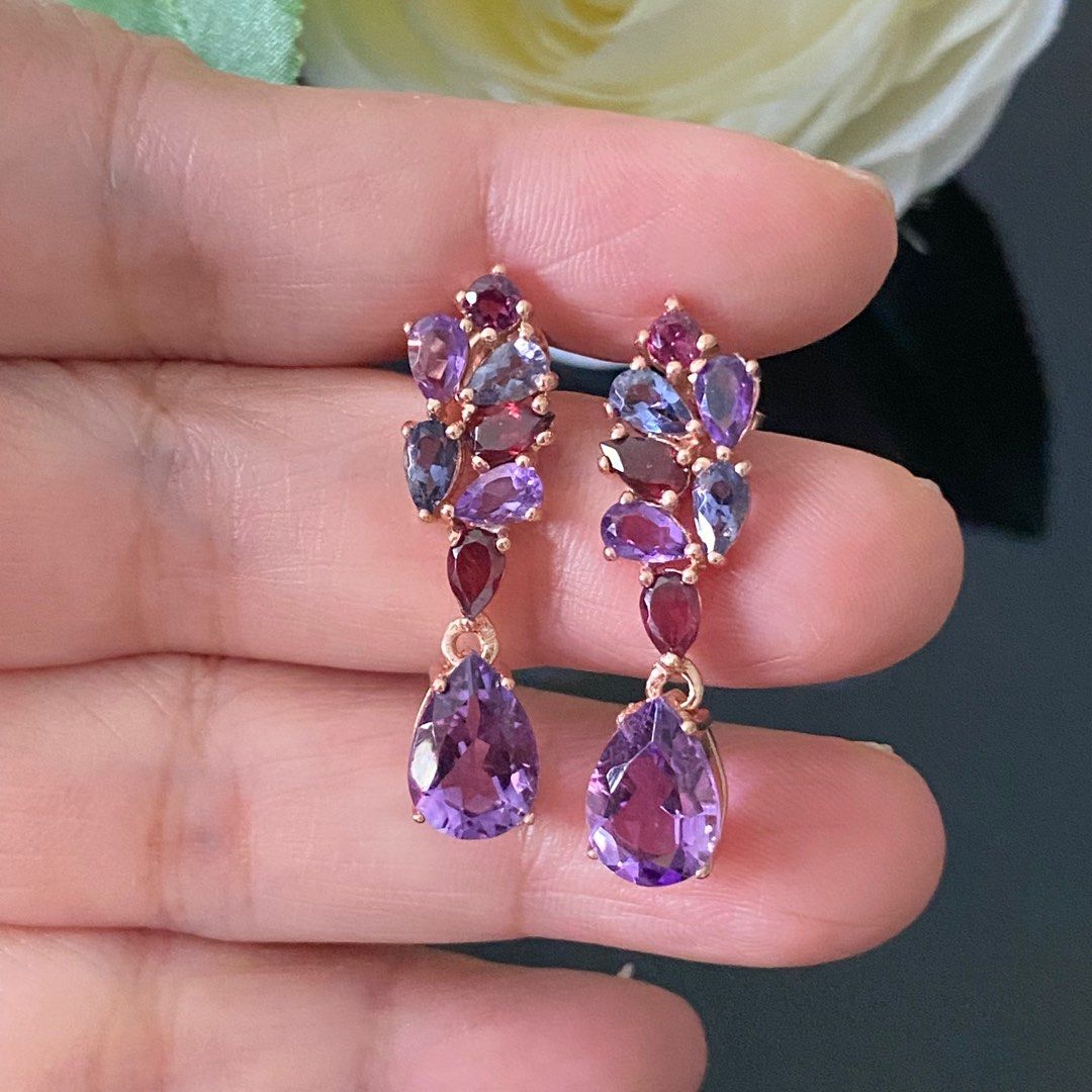 Purple gemstone top earrings