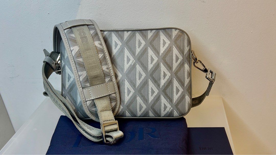 Safari Bag with Strap Dior Gray CD Diamond Canvas