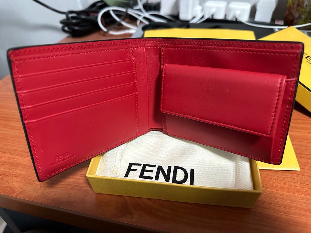 Fendi Simple Monster Wallet in Red for Men
