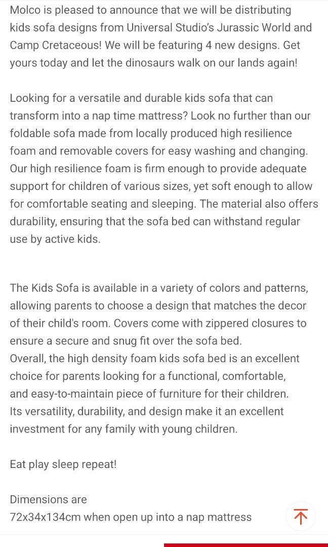 Foldable sofa bed for toddlers, Furniture & Home Living, Furniture