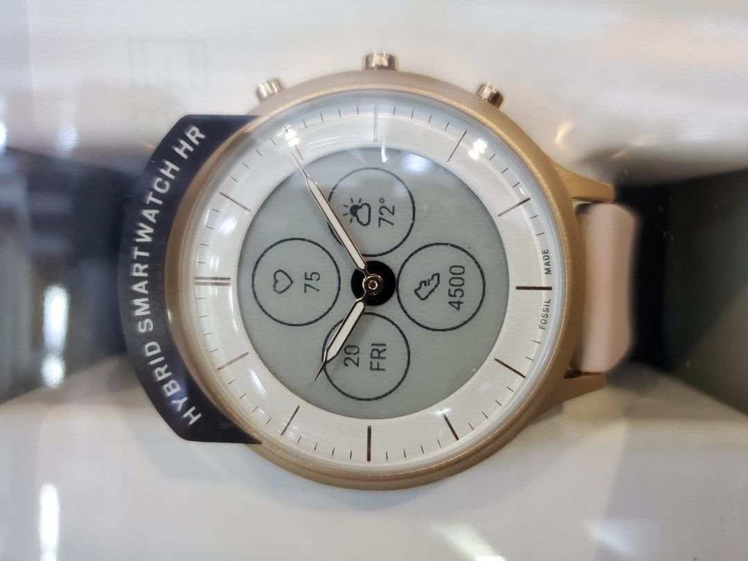 Fossil hybrid smartwatch hot sale hr charter blush silicone