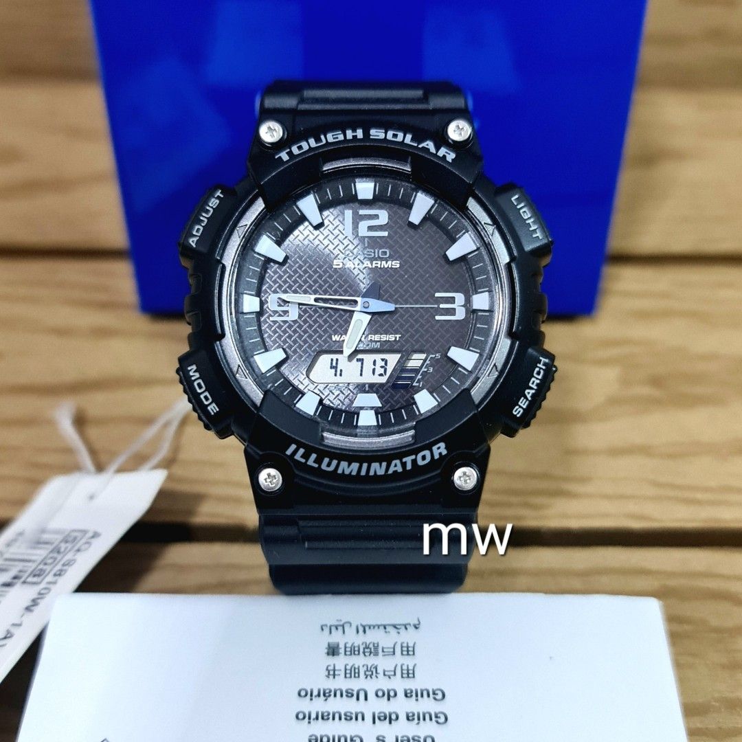 Genuine Casio tough solar 5 alarms 100m world time resin sports