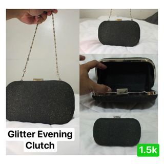 Preloved Glitter Evening Clutch bag with strap