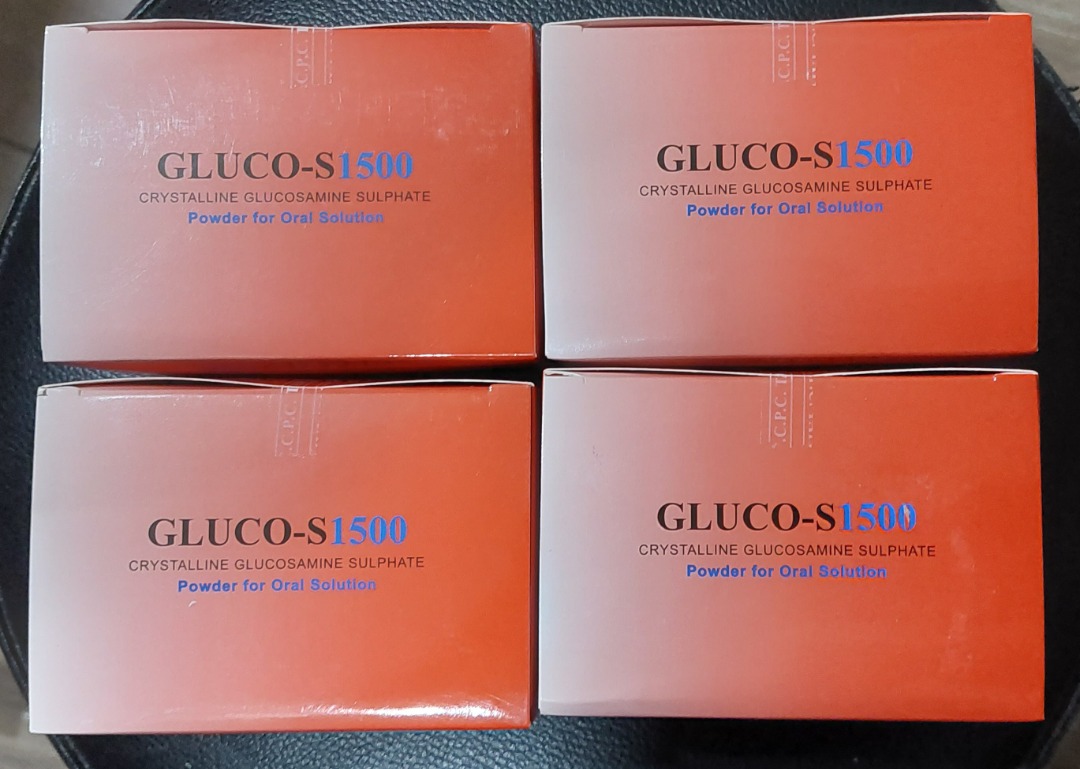 GLUCOS1500 Crystalline Glucosamine Sulphate. All 4 Boxes expiry on 24