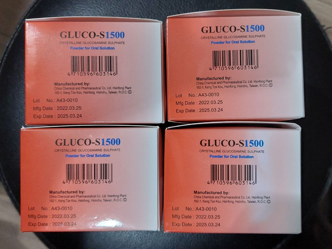 GLUCOS1500 Crystalline Glucosamine Sulphate. All 4 Boxes expiry on 24