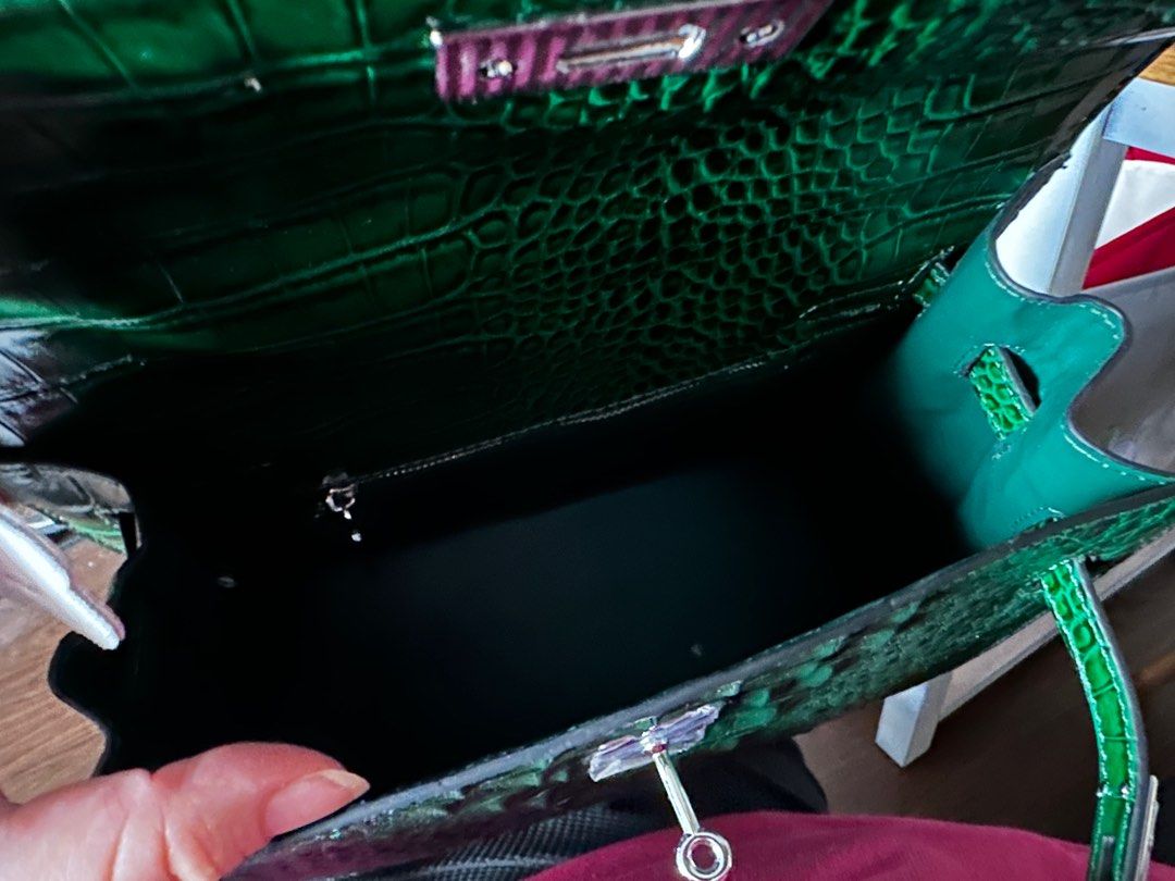 ELLIE, Crocodile Handbag, Emerald Green 