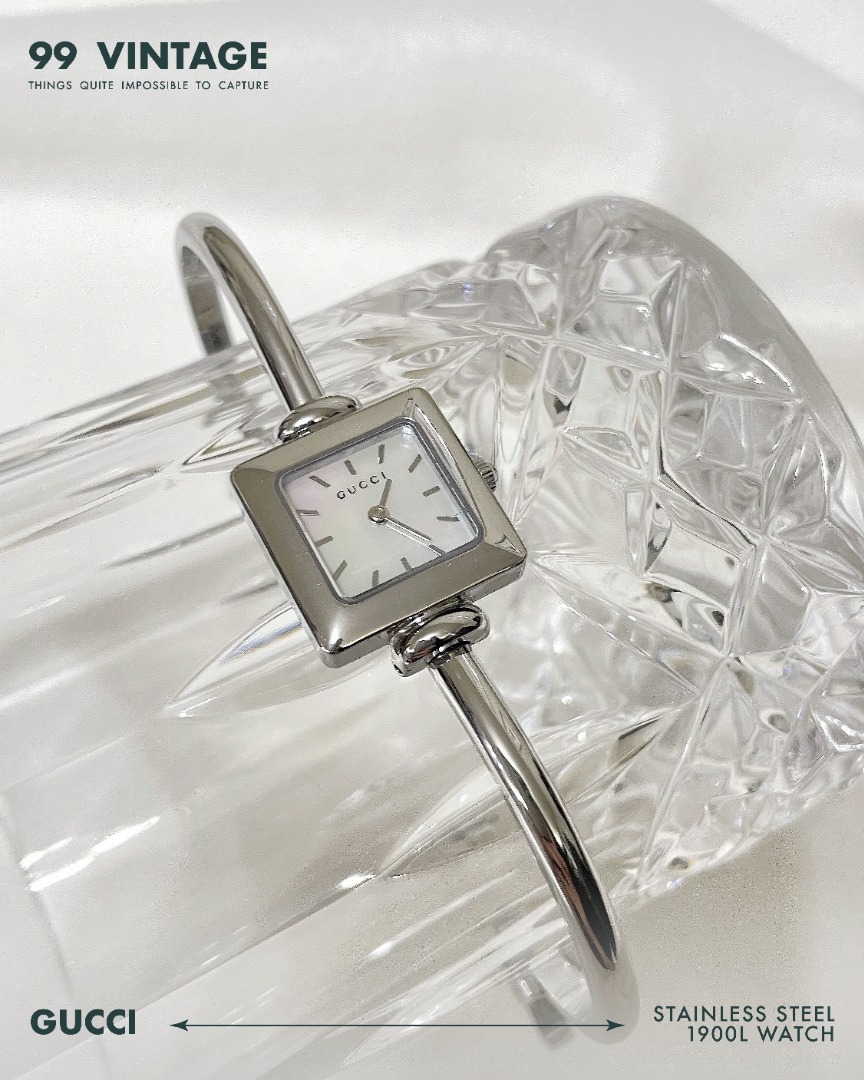 Gucci Vintage 1900L Square Quartz Bangle Watch Carousell