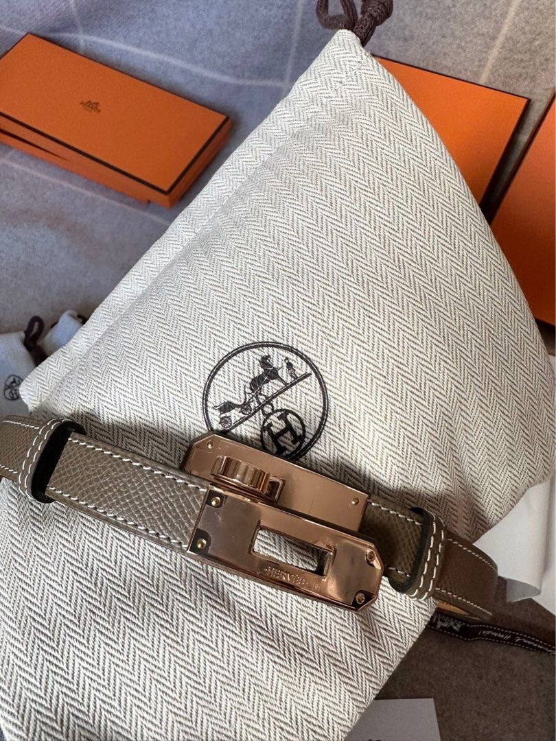 Hermes Belt Kelly 18 Vaux Epson Etoupe Pink